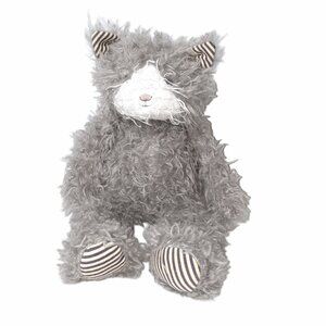 Bunnies By The Bay Shaggy Purrty Cat Gray Stuffed Plush BeanBag Toy 12"